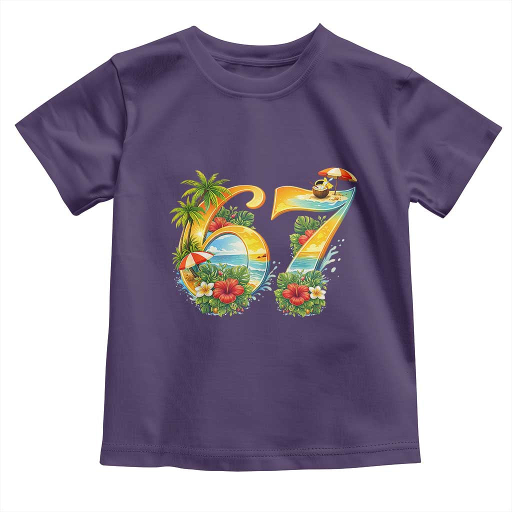 Hawaii Six Seven Toddler T Shirt Tropical Hibiscus Vacation Graphic TS12 Purple Print Your Wear