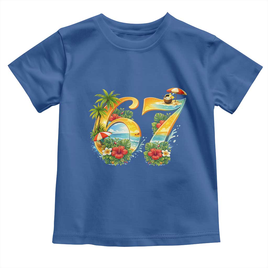 Hawaii Six Seven Toddler T Shirt Tropical Hibiscus Vacation Graphic TS12 Royal Blue Print Your Wear