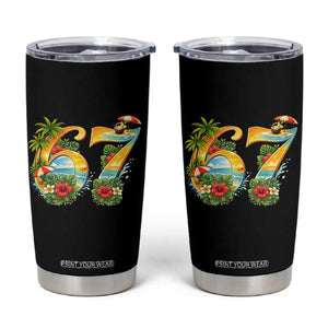 Hawaii Six Seven Tumbler Cup Tropical Hibiscus Vacation Graphic TS12 Black Print Your Wear