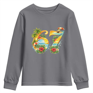 Hawaii Six Seven Youth Sweatshirt Tropical Hibiscus Vacation Graphic TS12 Charcoal Print Your Wear