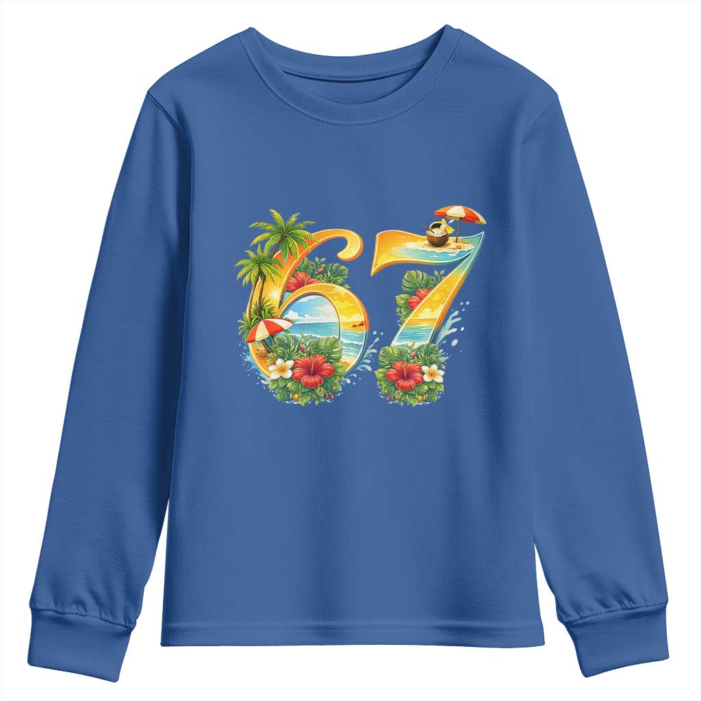 Hawaii Six Seven Youth Sweatshirt Tropical Hibiscus Vacation Graphic TS12 Royal Blue Print Your Wear