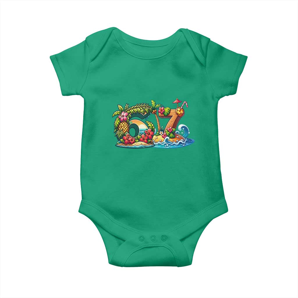 Tropical Beach Six Seven Baby Onesie Summer Island Vacation Graphic