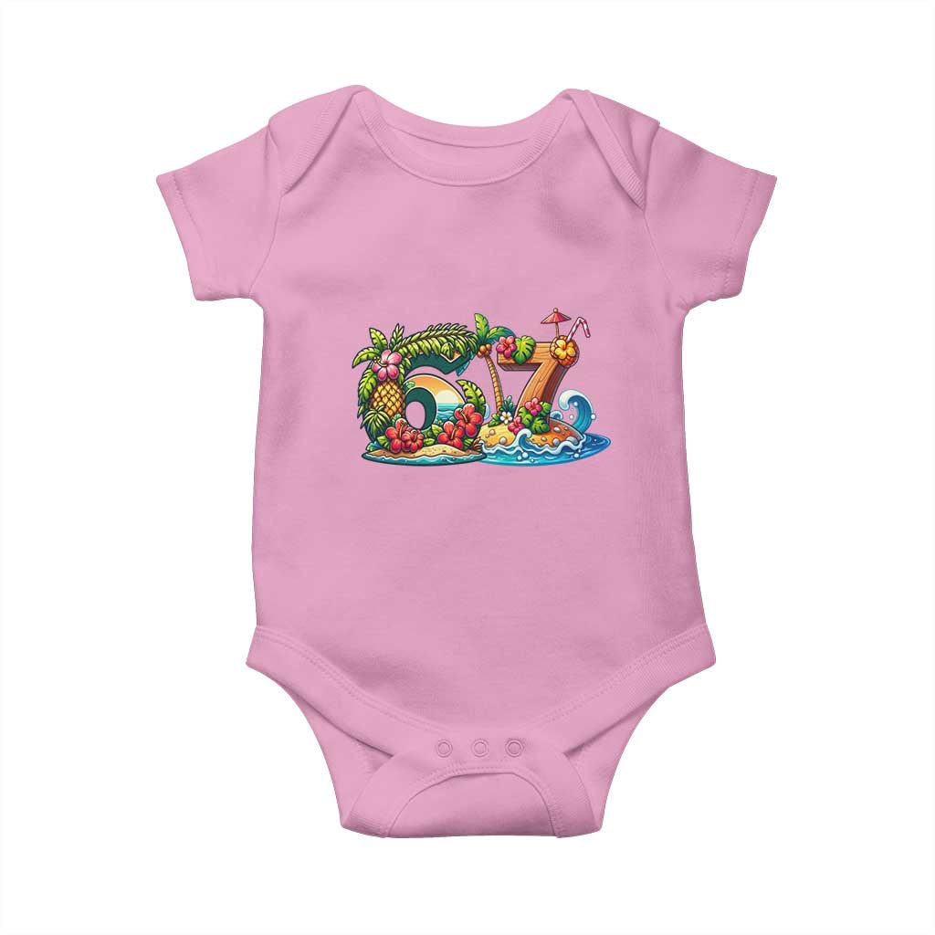 Tropical Beach Six Seven Baby Onesie Summer Island Vacation Graphic