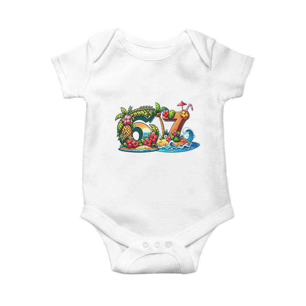 Tropical Beach Six Seven Baby Onesie Summer Island Vacation Graphic