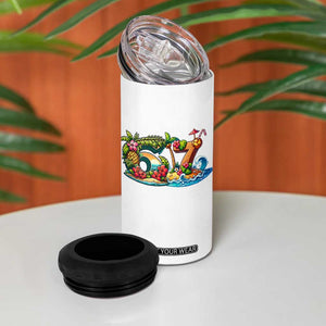 Tropical Beach Six Seven 4 in 1 Can Cooler Tumbler Summer Island Vacation Graphic