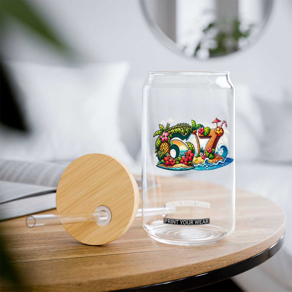 Tropical Beach Six Seven Glass Can Summer Island Vacation Graphic