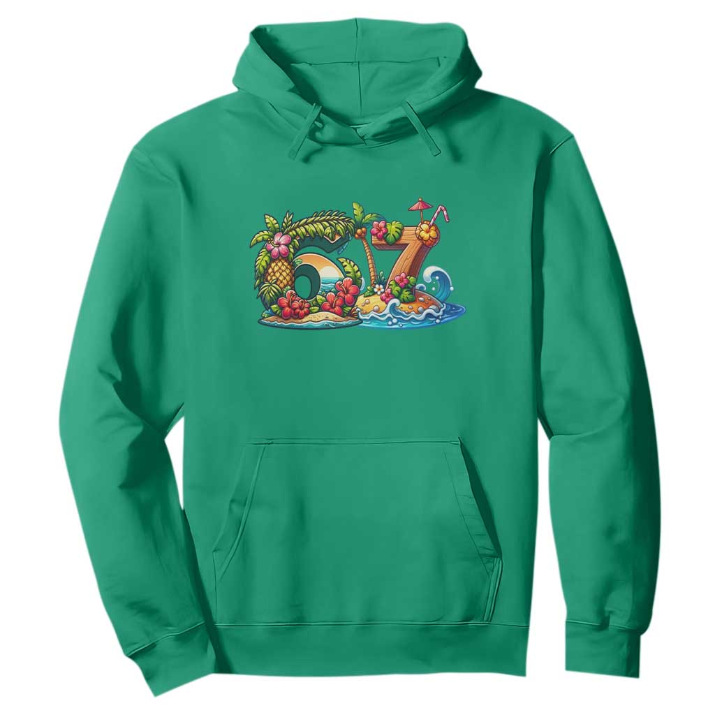 Tropical Beach Six Seven Hoodie Summer Island Vacation Graphic