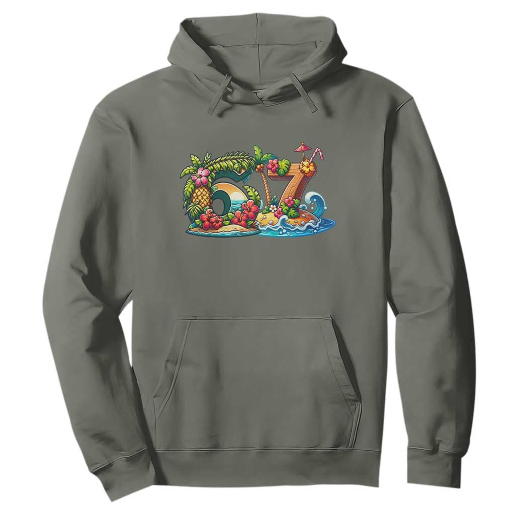 Tropical Beach Six Seven Hoodie Summer Island Vacation Graphic
