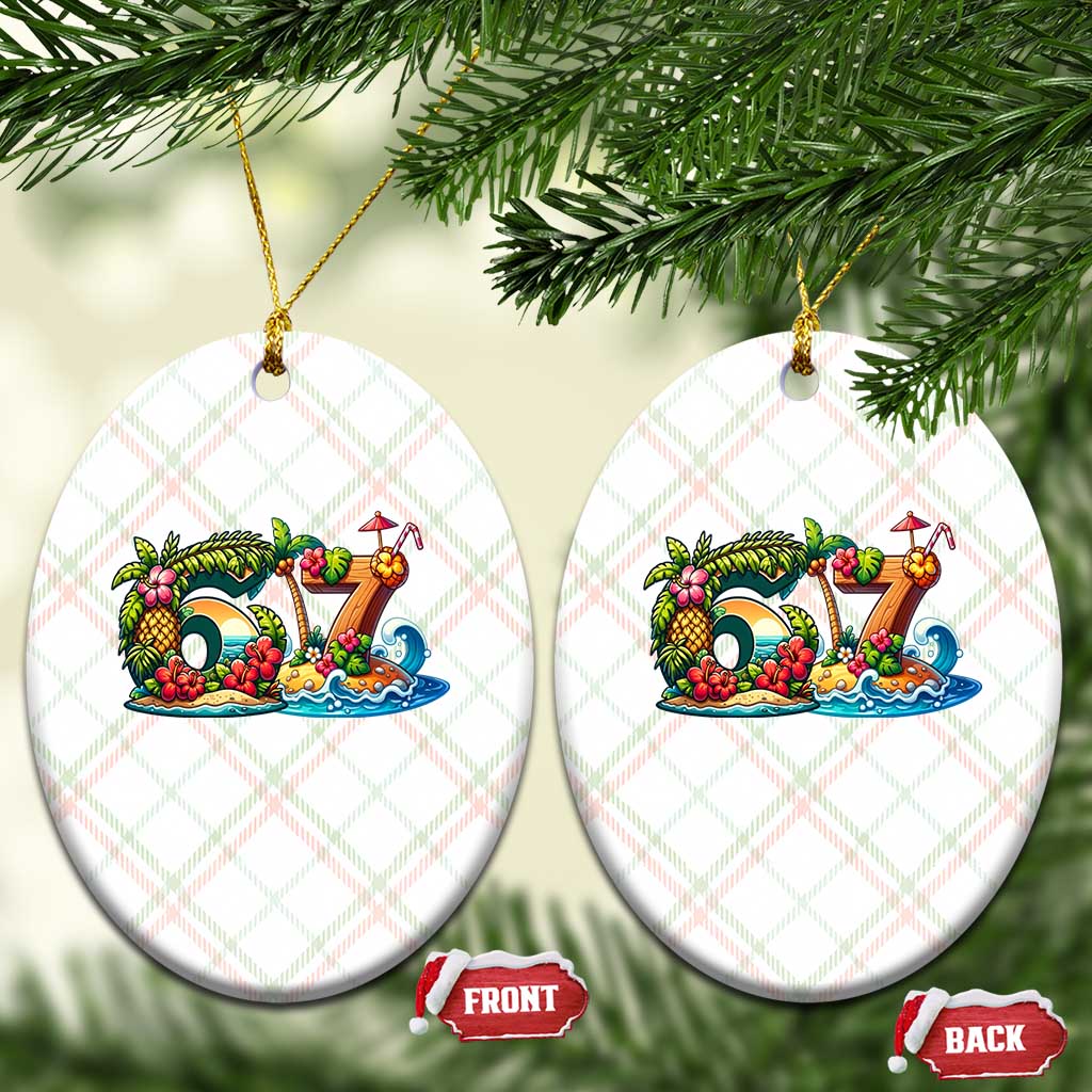 Tropical Beach Six Seven Ceramic Ornament Summer Island Vacation Graphic TS12 Print Your Wear