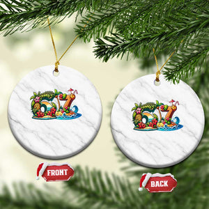 Tropical Beach Six Seven Ceramic Ornament Summer Island Vacation Graphic TS12 1pc White Marble Print Your Wear