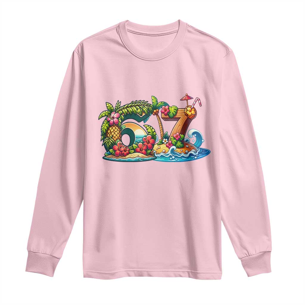 Tropical Beach Six Seven Long Sleeve Shirt Summer Island Vacation Graphic
