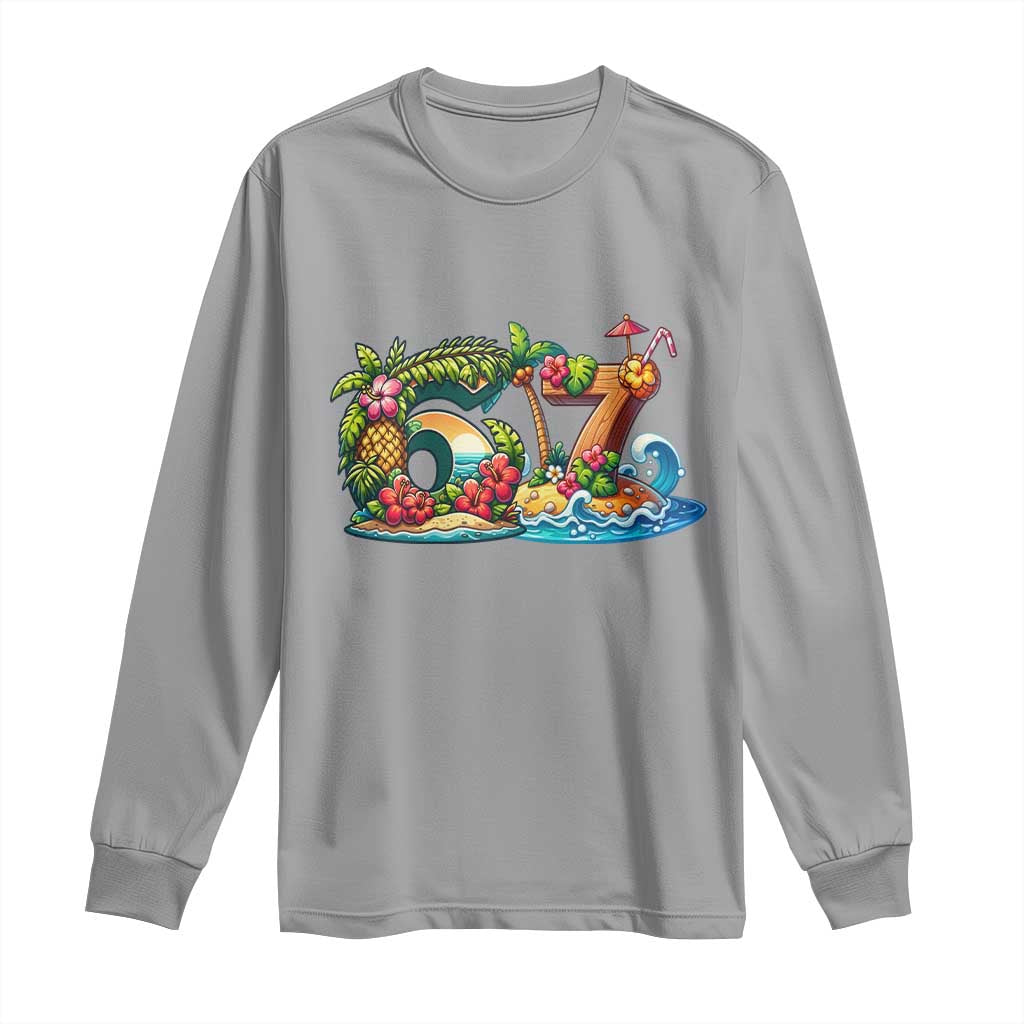 Tropical Beach Six Seven Long Sleeve Shirt Summer Island Vacation Graphic