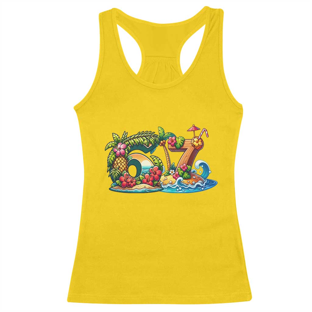 Tropical Beach Six Seven Racerback Tank Top Summer Island Vacation Graphic