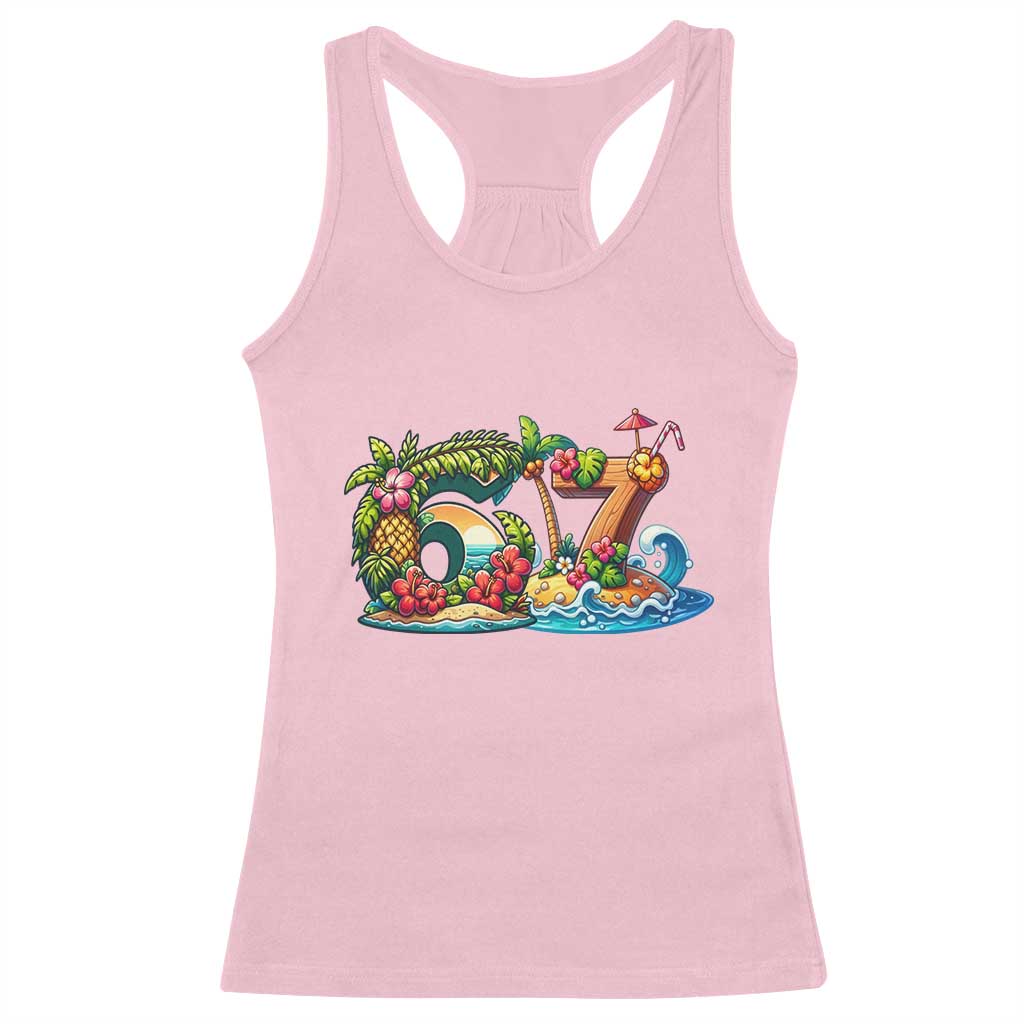 Tropical Beach Six Seven Racerback Tank Top Summer Island Vacation Graphic