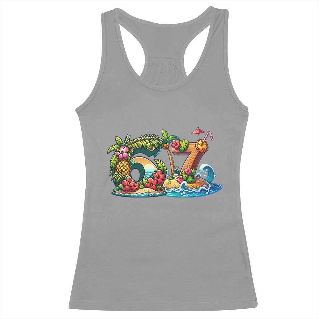 Tropical Beach Six Seven Racerback Tank Top Summer Island Vacation Graphic