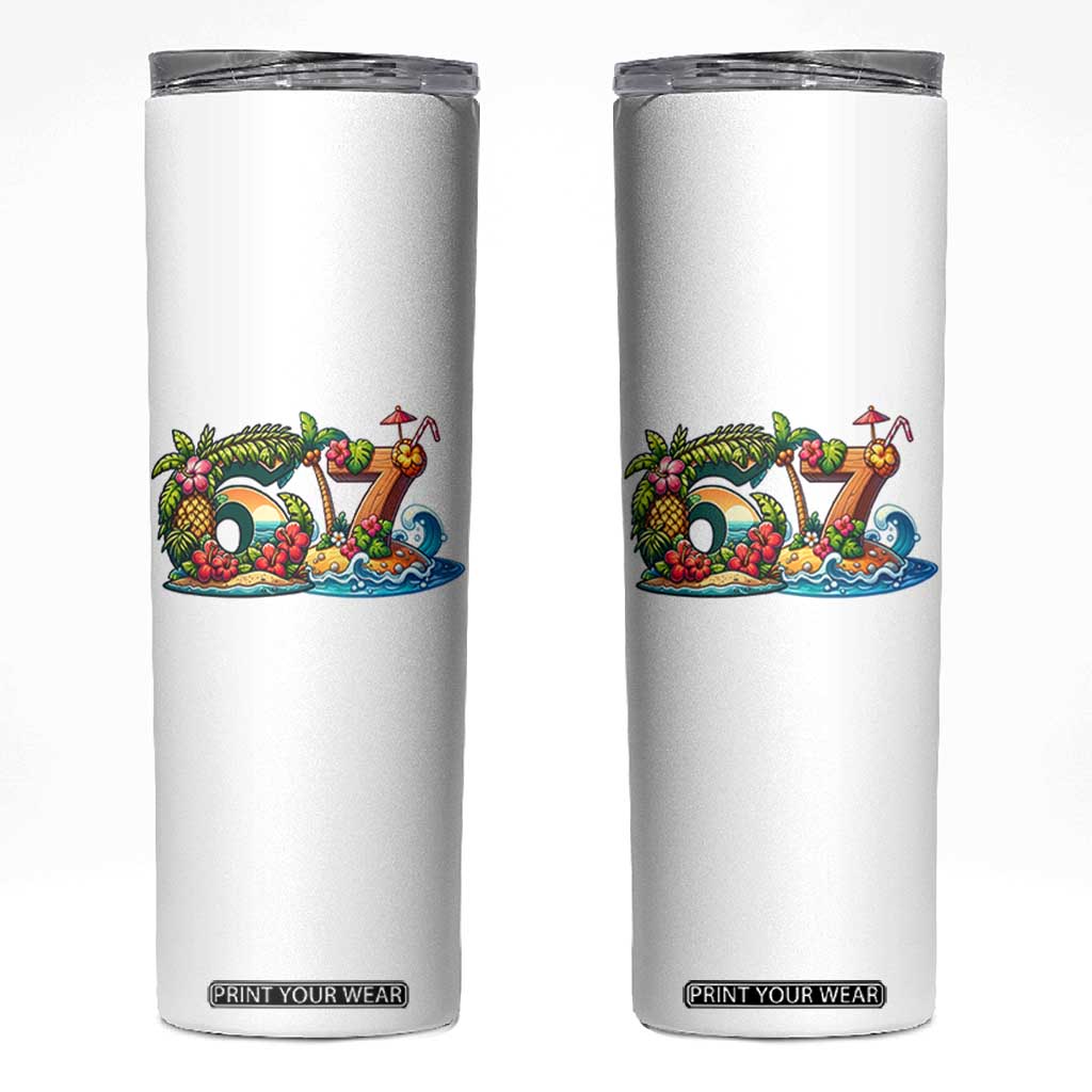 Tropical Beach Six Seven Skinny Tumbler Summer Island Vacation Graphic TS12 White Print Your Wear