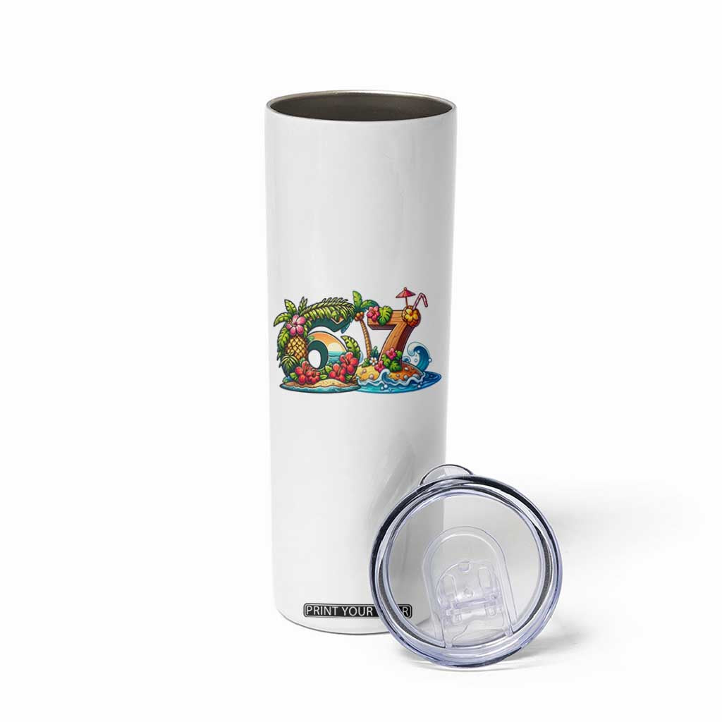 Tropical Beach Six Seven Skinny Tumbler Summer Island Vacation Graphic