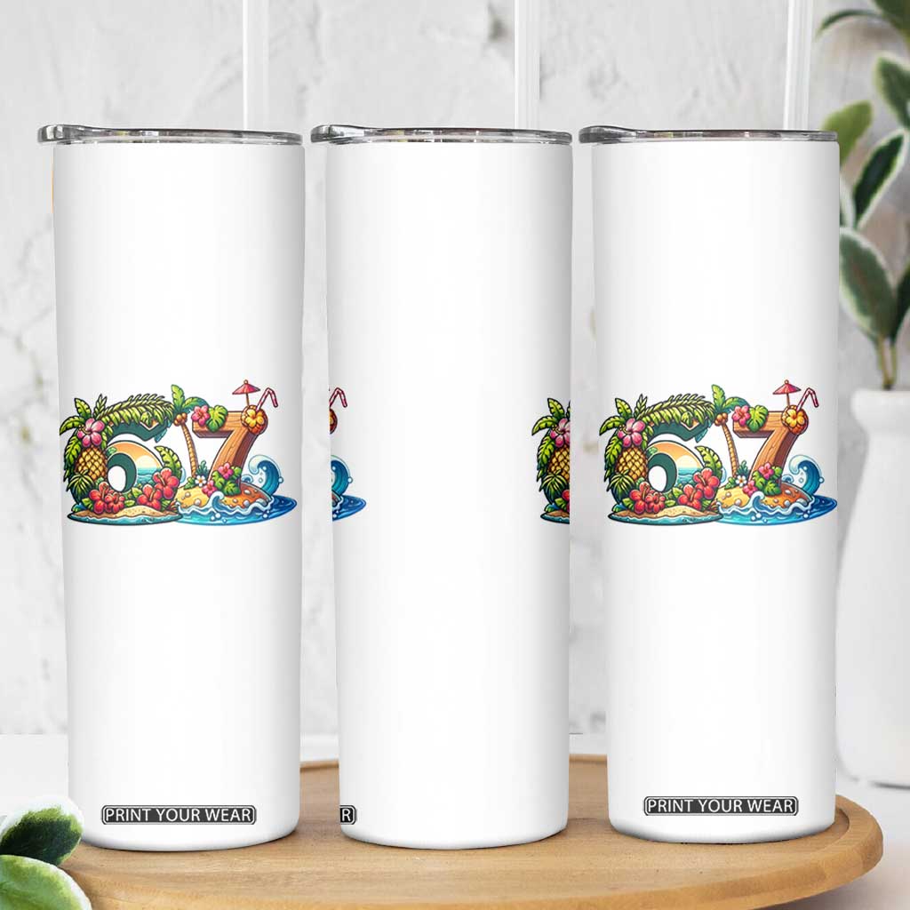Tropical Beach Six Seven Skinny Tumbler Summer Island Vacation Graphic