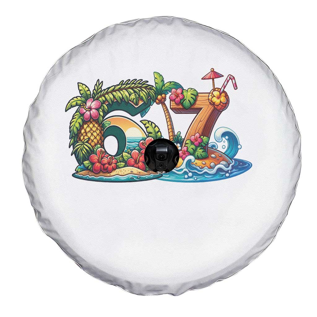Tropical Beach Six Seven Spare Tire Cover Summer Island Vacation Graphic