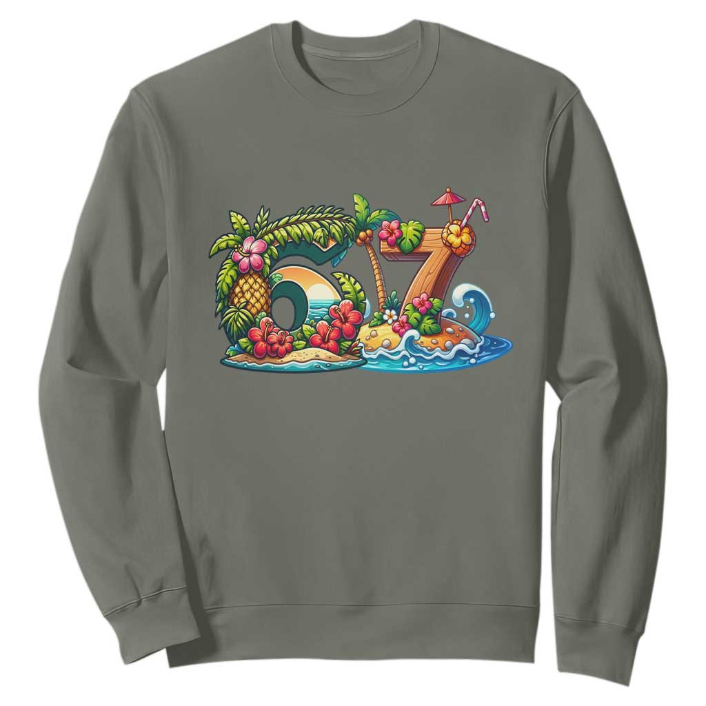Tropical Beach Six Seven Sweatshirt Summer Island Vacation Graphic