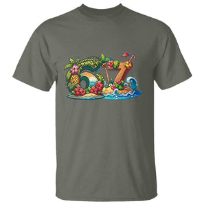 Tropical Beach Six Seven T Shirt Summer Island Vacation Graphic TS12 Military Green Print Your Wear