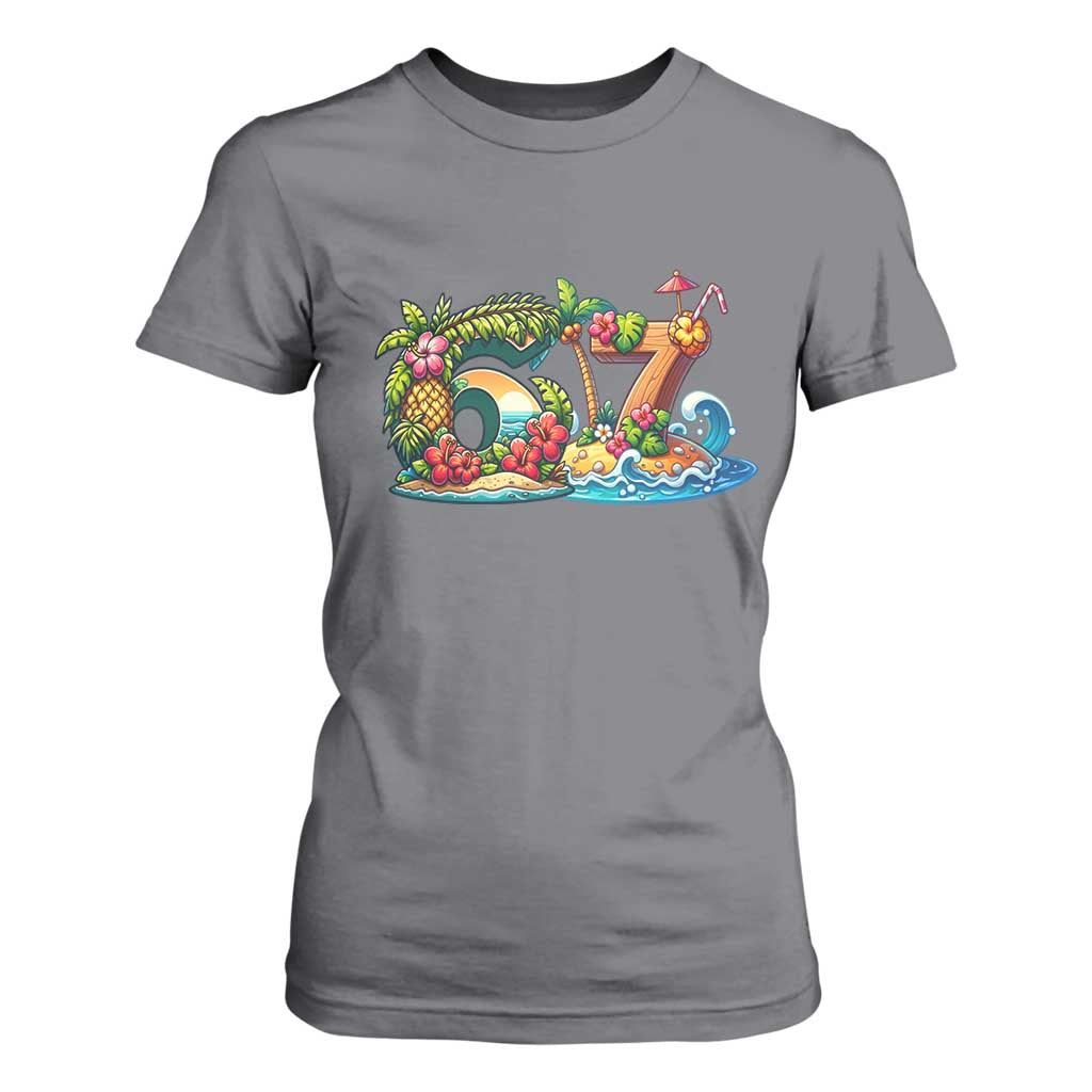Tropical Beach Six Seven T Shirt For Women Summer Island Vacation Graphic