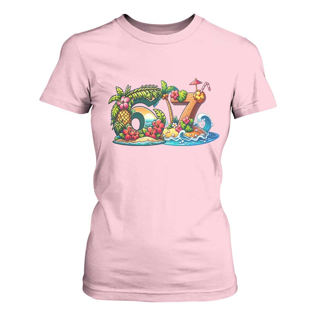 Tropical Beach Six Seven T Shirt For Women Summer Island Vacation Graphic