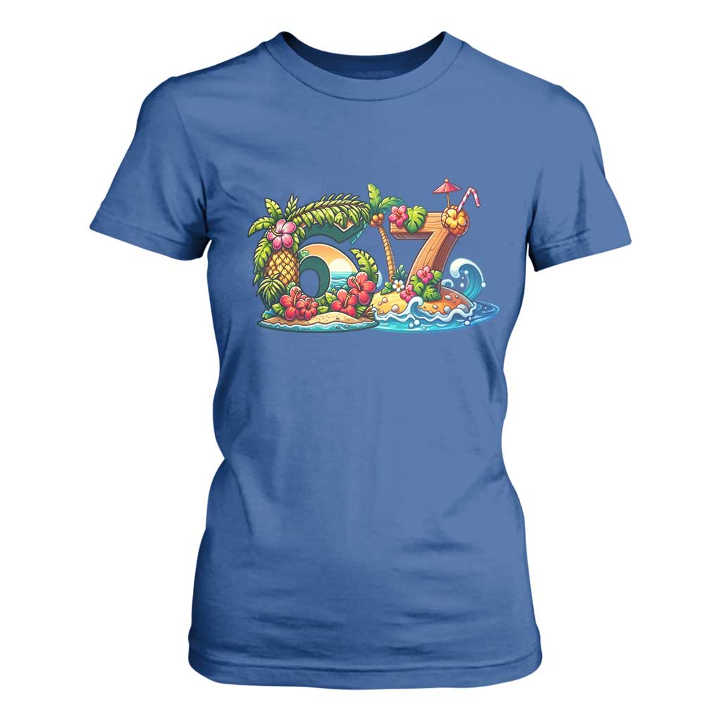 Tropical Beach Six Seven T Shirt For Women Summer Island Vacation Graphic