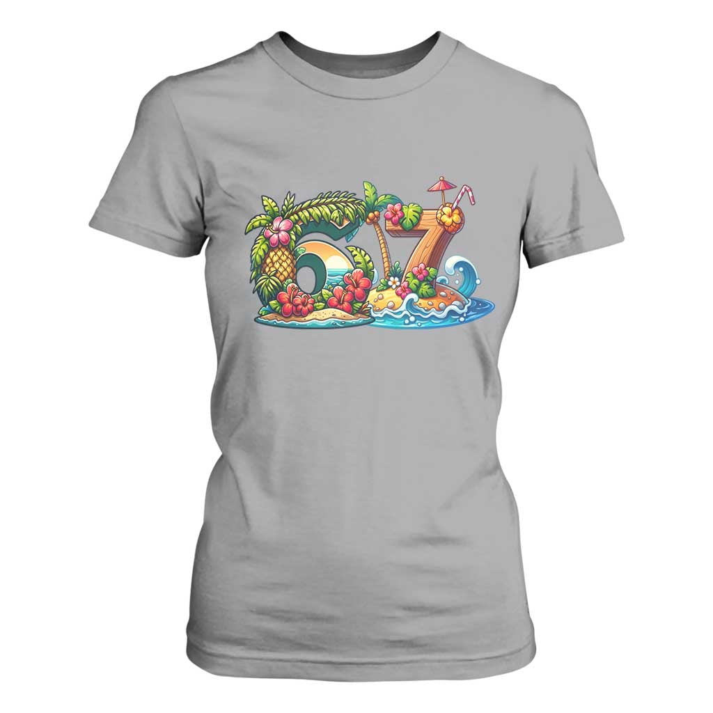 Tropical Beach Six Seven T Shirt For Women Summer Island Vacation Graphic