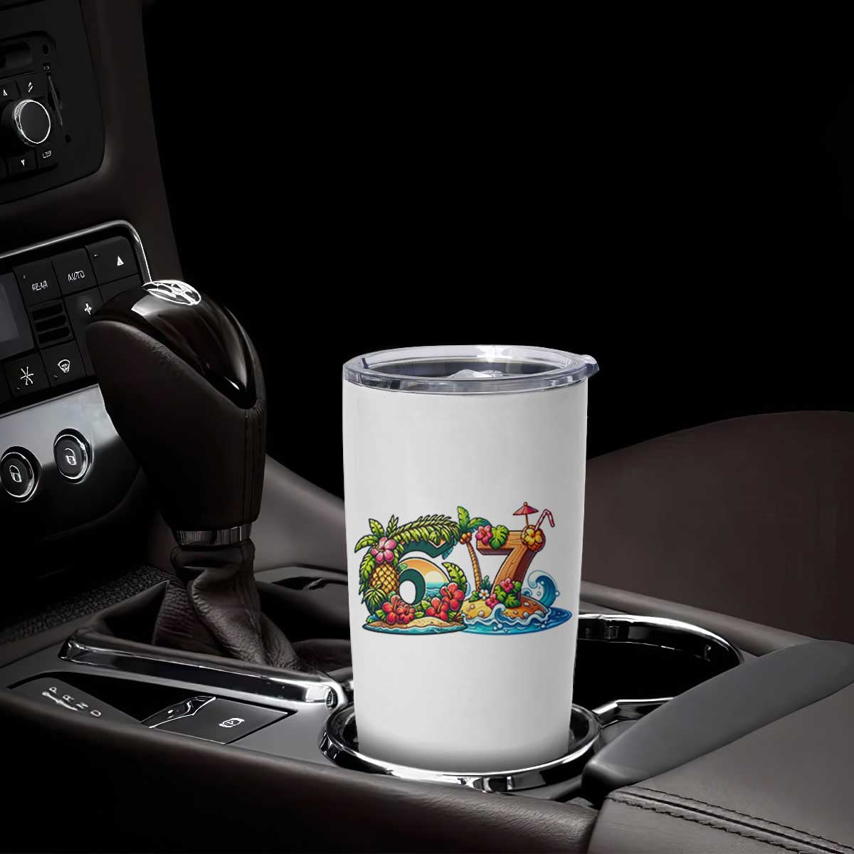 Tropical Beach Six Seven Tumbler Cup Summer Island Vacation Graphic