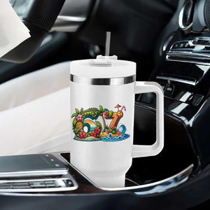 Tropical Beach Six Seven Tumbler With Handle Summer Island Vacation Graphic
