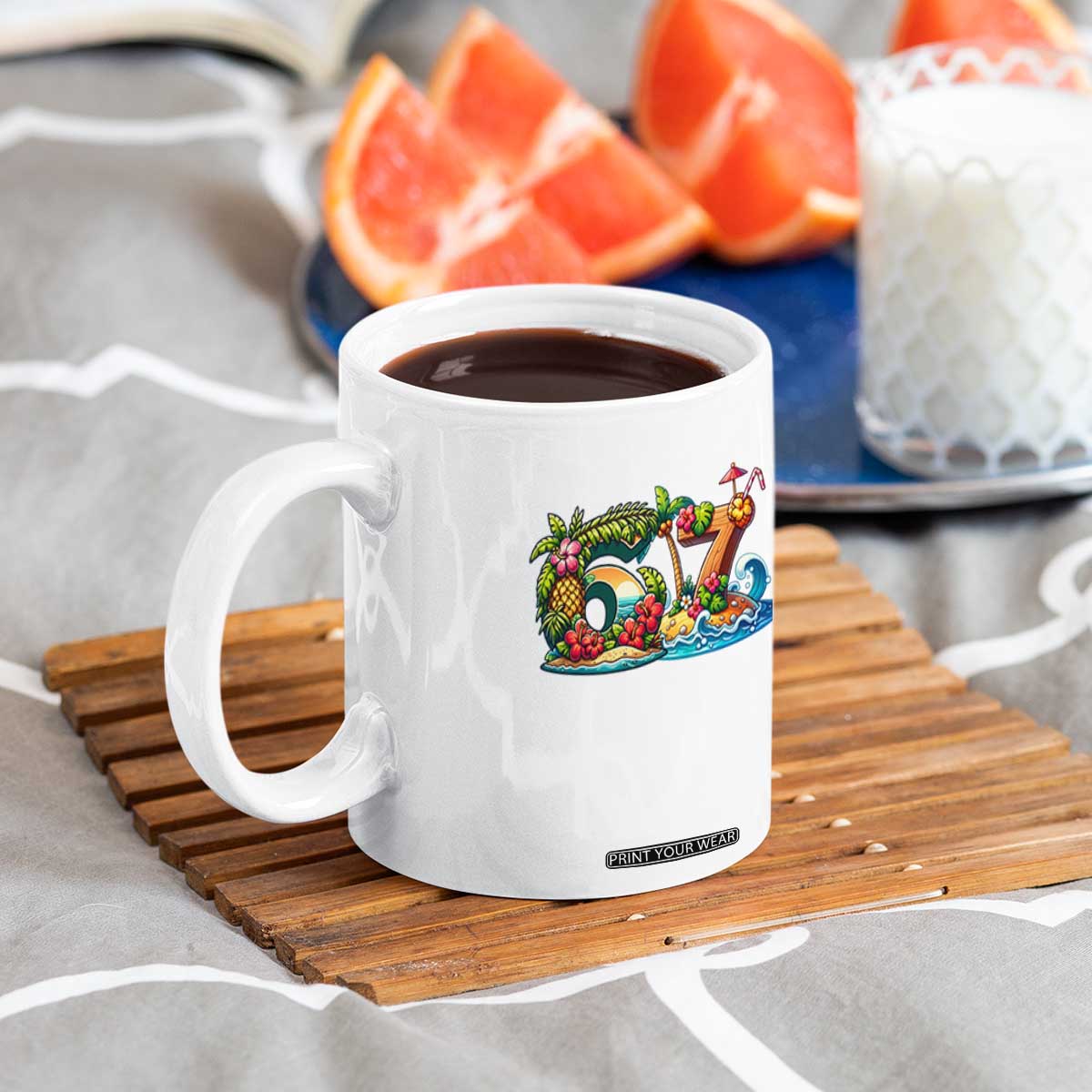 Tropical Beach Six Seven Coffee Mug Summer Island Vacation Graphic TS12 Print Your Wear