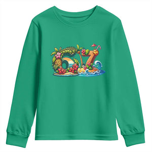 Tropical Beach Six Seven Youth Sweatshirt Summer Island Vacation Graphic TS12 Irish Green Print Your Wear