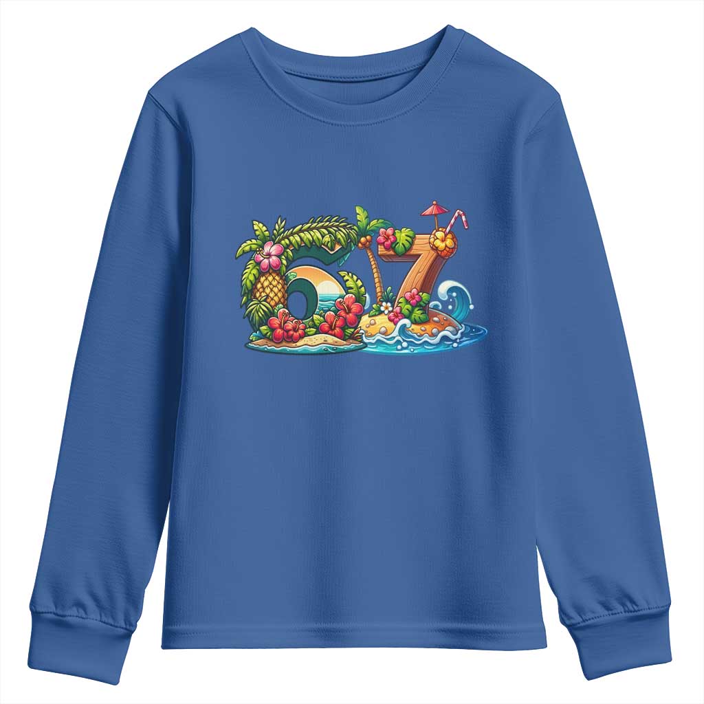 Tropical Beach Six Seven Youth Sweatshirt Summer Island Vacation Graphic TS12 Royal Blue Print Your Wear
