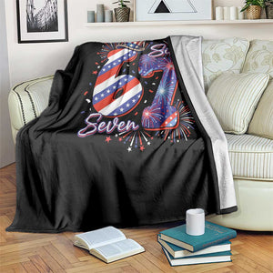 Patriotic Six Seven Throw Blanket Red White And Blue Fireworks Graphic