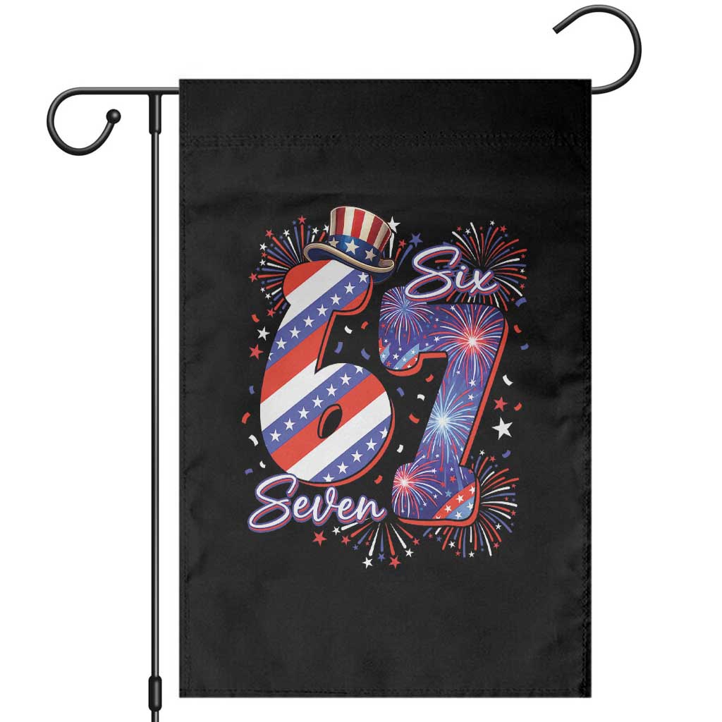 Patriotic Six Seven Garden Flag Red White And Blue Fireworks Graphic