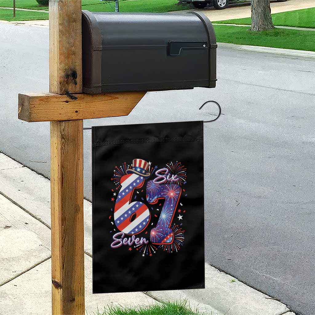 Patriotic Six Seven Garden Flag Red White And Blue Fireworks Graphic