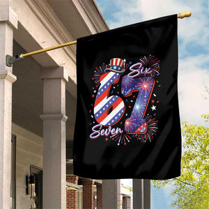 Patriotic Six Seven Garden Flag Red White And Blue Fireworks Graphic