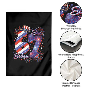 Patriotic Six Seven Garden Flag Red White And Blue Fireworks Graphic