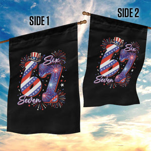 Patriotic Six Seven Garden Flag Red White And Blue Fireworks Graphic