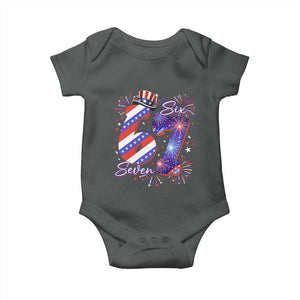 Patriotic Six Seven Baby Onesie Red White And Blue Fireworks Graphic