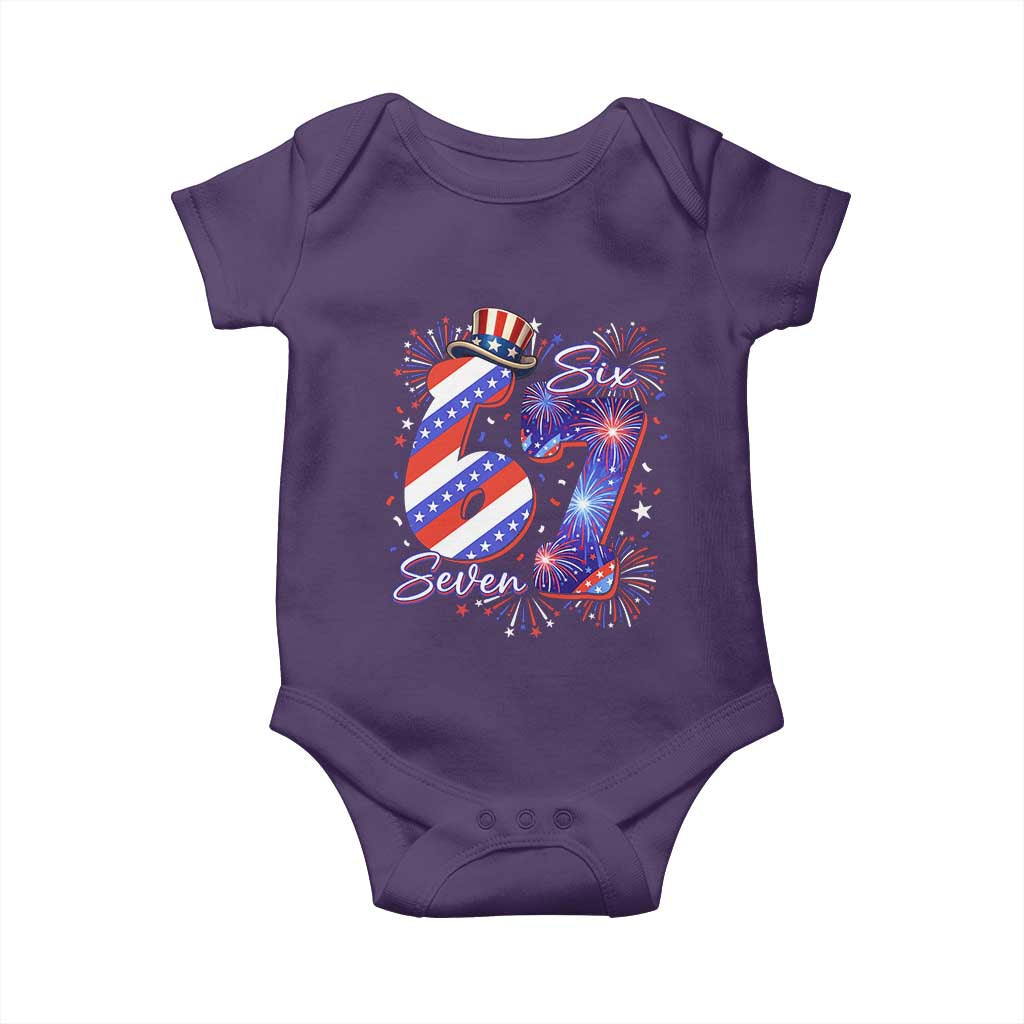 Patriotic Six Seven Baby Onesie Red White And Blue Fireworks Graphic