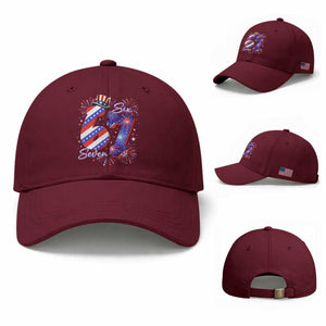 Patriotic Six Seven Baseball Cap Red White And Blue Fireworks Graphic