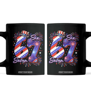 Patriotic Six Seven Coffee Mug Red White And Blue Fireworks Graphic