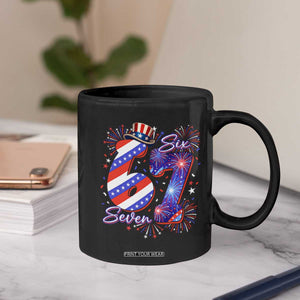 Patriotic Six Seven Coffee Mug Red White And Blue Fireworks Graphic