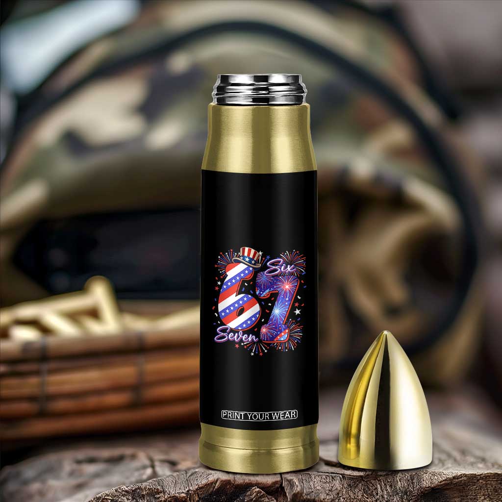 Patriotic Six Seven Bullet Tumbler Red White And Blue Fireworks Graphic