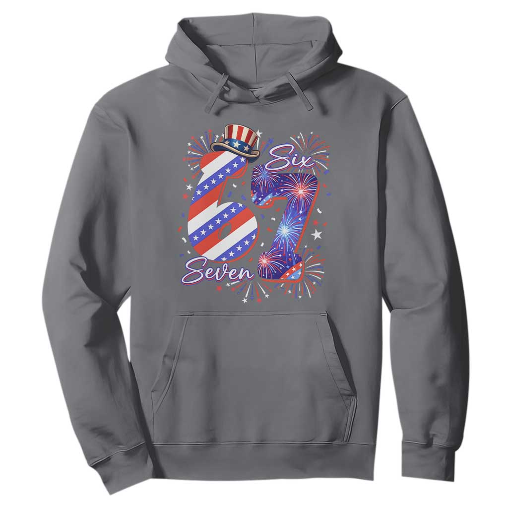 Patriotic Six Seven Hoodie Red White And Blue Fireworks Graphic