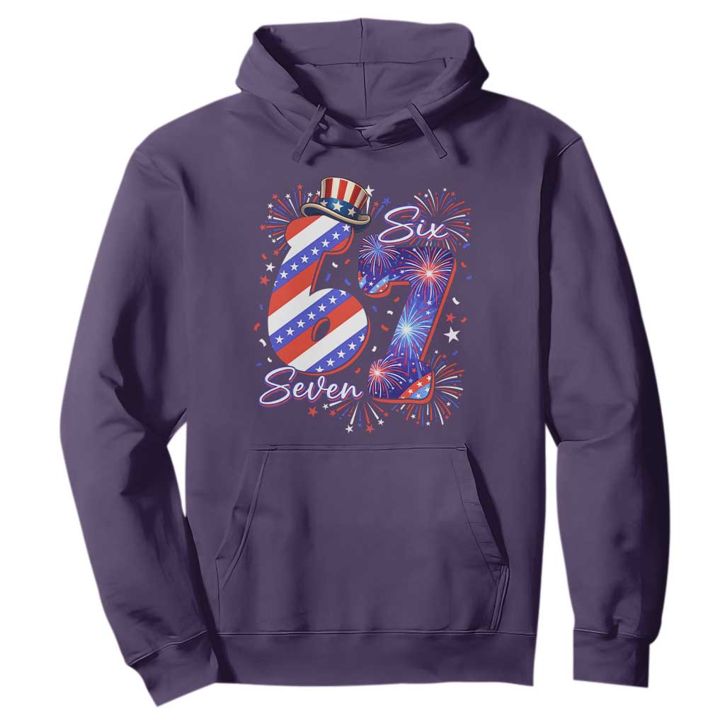 Patriotic Six Seven Hoodie Red White And Blue Fireworks Graphic