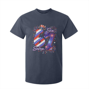 Patriotic Six Seven T Shirt For Kid Red White And Blue Fireworks Graphic