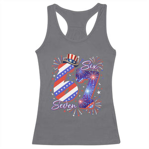 Patriotic Six Seven Racerback Tank Top Red White And Blue Fireworks Graphic